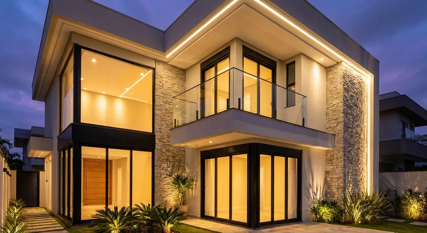 Fachada residencial premium com Esquadrias de Alum&iacute;nio Alutecno